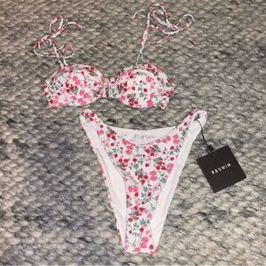 Beginning Boutique X Brit Harvey Strawberry 3 pc bikini set